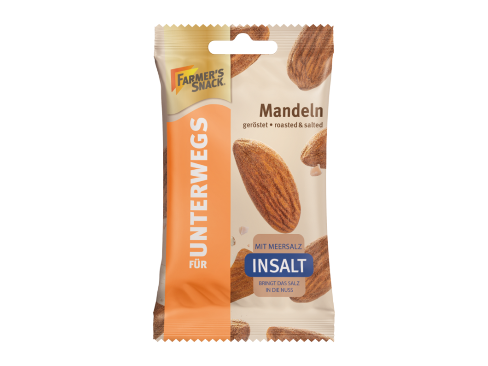 Freigestellter Packshot von Farmer's Snack Unterwegs Mandeln naturbelassen