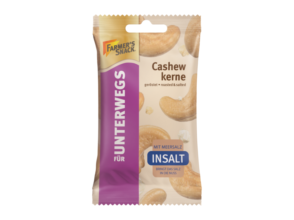 Freigestellter Packshot von Farmer's Snack Unterwegs Cashewkerne