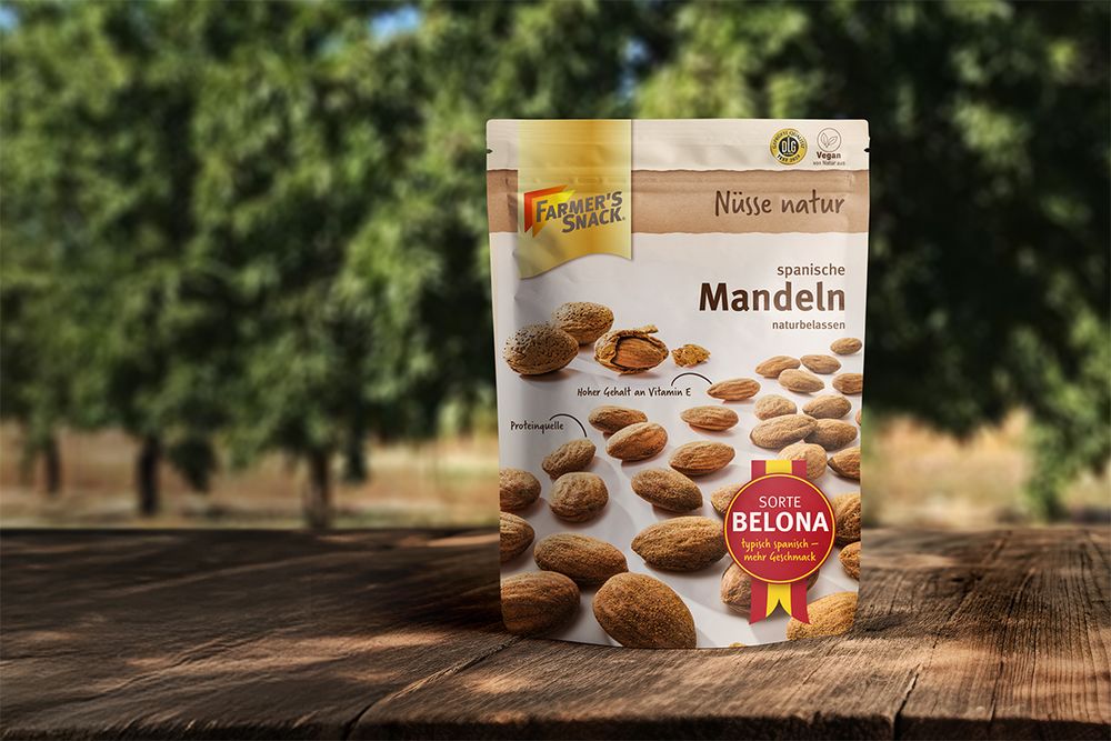 Blanchierte und geröstete Mandelsorte BELONA von Farmer's Snack