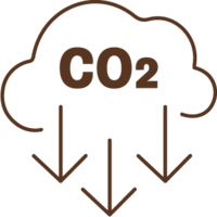 CO2 Illustration in Wolke mit Pfeilen nach unten