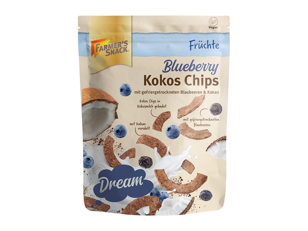 Produkt Blueberry Kokos Chips mit gefriergetrockneten Blaubeeren